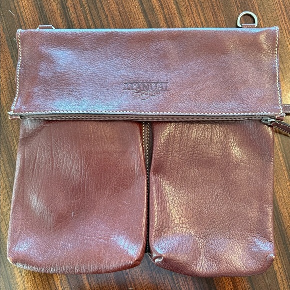 The Manual Co Genuine Leather Dark Brown Unisex Satchel/Messenger/Cross Body Bag - Picture 1 of 16